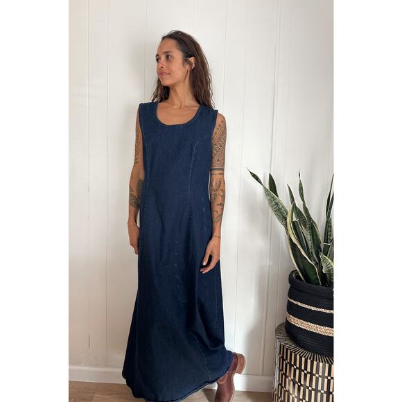 Vintage Denim Blue Maxi Dress Tagged size 12 - Picture 1 of 3